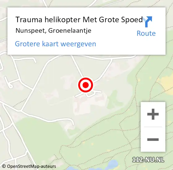 Locatie op kaart van de 112 melding: Trauma helikopter Met Grote Spoed Naar Nunspeet, Groenelaantje op 10 januari 2023 14:16