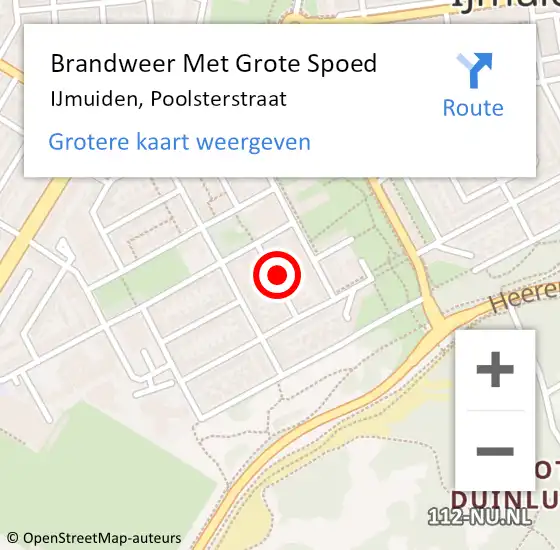 Locatie op kaart van de 112 melding: Brandweer Met Grote Spoed Naar IJmuiden, Poolsterstraat op 10 januari 2023 14:21