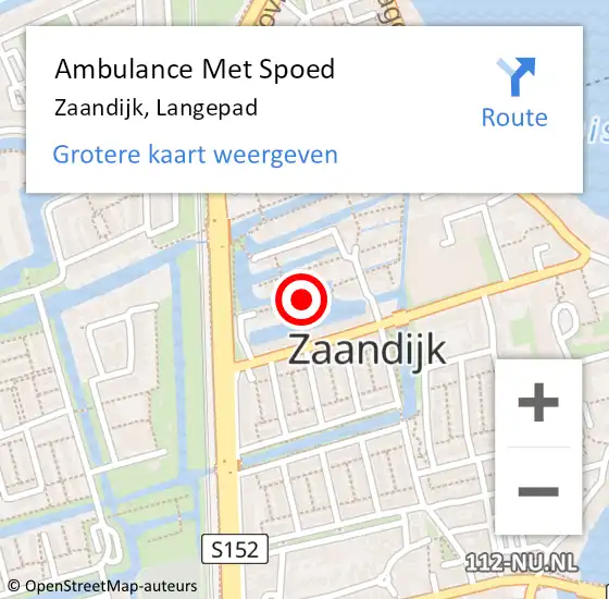 Locatie op kaart van de 112 melding: Ambulance Met Spoed Naar Zaandijk, Langepad op 10 januari 2023 14:53