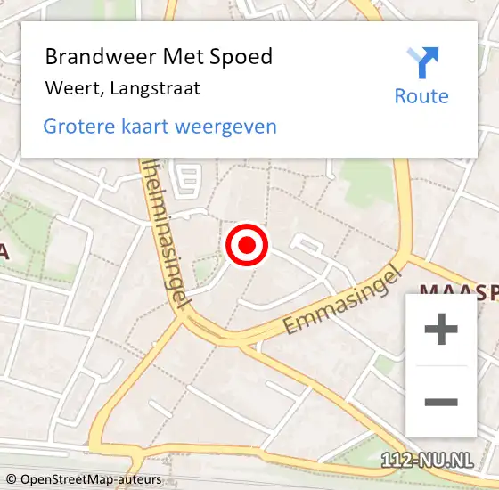 Locatie op kaart van de 112 melding: Brandweer Met Spoed Naar Weert, Langstraat op 10 januari 2023 14:59
