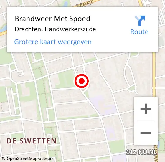 Locatie op kaart van de 112 melding: Brandweer Met Spoed Naar Drachten, Handwerkerszijde op 10 januari 2023 15:05