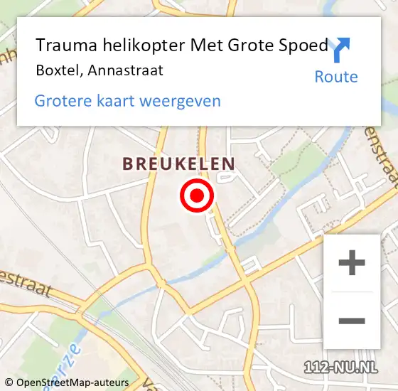 Locatie op kaart van de 112 melding: Trauma helikopter Met Grote Spoed Naar Boxtel, Annastraat op 10 januari 2023 15:24