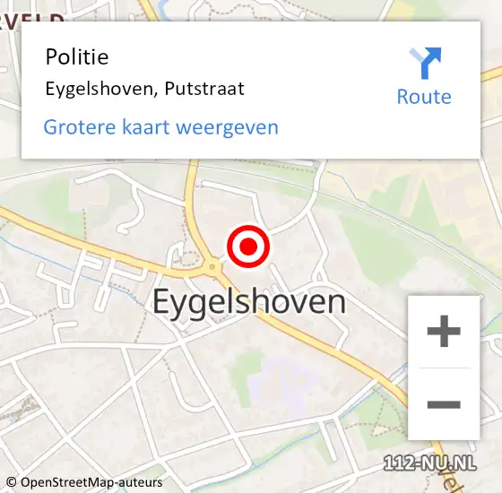 Locatie op kaart van de 112 melding: Politie Eygelshoven, Putstraat op 10 januari 2023 15:34