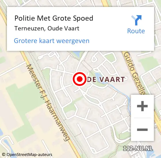 Locatie op kaart van de 112 melding: Politie Met Grote Spoed Naar Terneuzen, Oude Vaart op 10 januari 2023 15:51