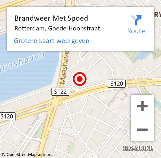 Locatie op kaart van de 112 melding: Brandweer Met Spoed Naar Rotterdam, Goede-Hoopstraat op 10 januari 2023 15:52