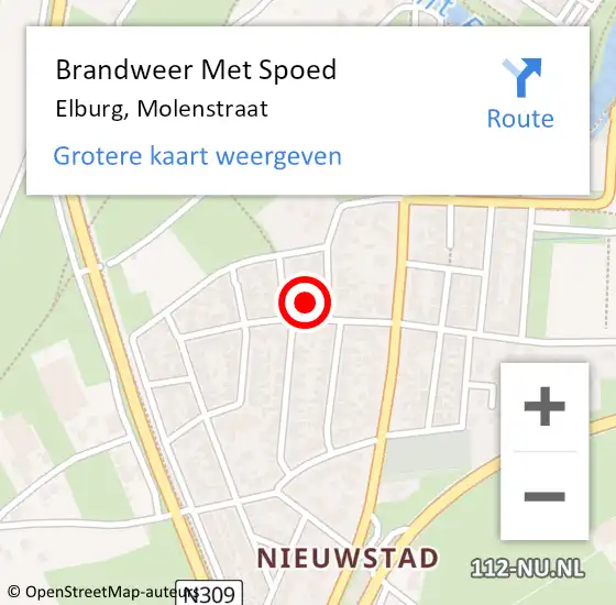 Locatie op kaart van de 112 melding: Brandweer Met Spoed Naar Elburg, Molenstraat op 10 januari 2023 16:07