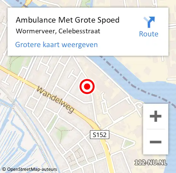Locatie op kaart van de 112 melding: Ambulance Met Grote Spoed Naar Wormerveer, Celebesstraat op 10 januari 2023 16:11
