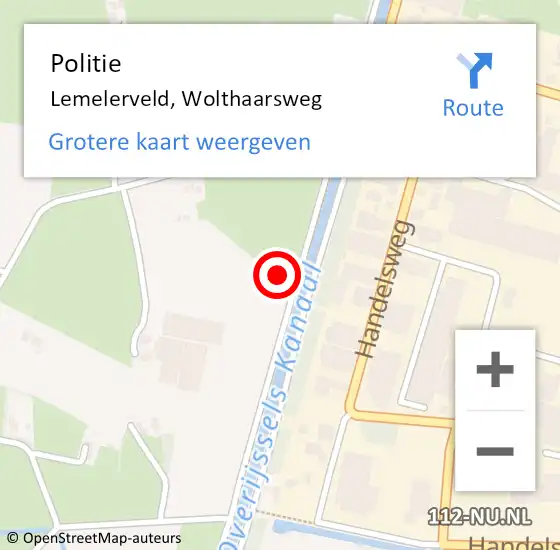 Locatie op kaart van de 112 melding: Politie Lemelerveld, Wolthaarsweg op 10 januari 2023 16:15