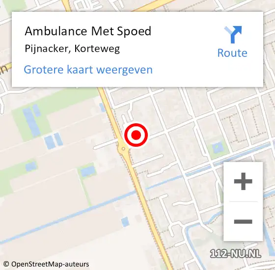 Locatie op kaart van de 112 melding: Ambulance Met Spoed Naar Pijnacker, Korteweg op 10 januari 2023 16:18