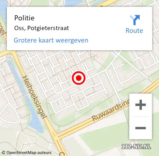 Locatie op kaart van de 112 melding: Politie Oss, Potgieterstraat op 10 januari 2023 16:33