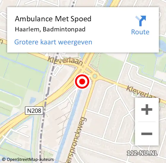 Locatie op kaart van de 112 melding: Ambulance Met Spoed Naar Haarlem, Badmintonpad op 10 januari 2023 16:49