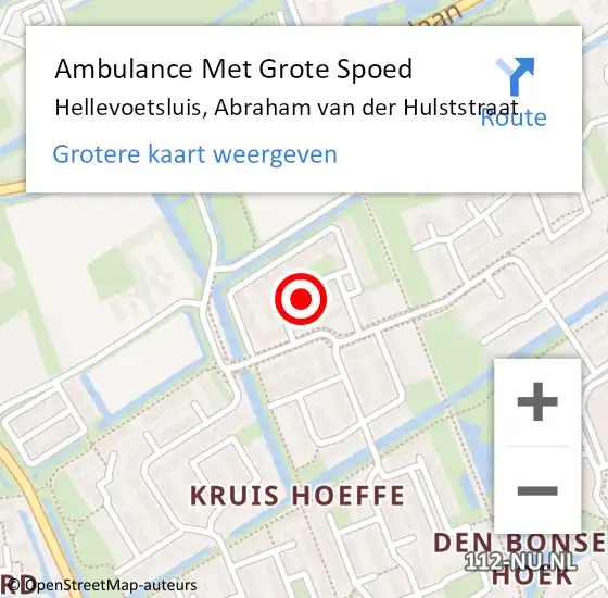 Locatie op kaart van de 112 melding: Ambulance Met Grote Spoed Naar Hellevoetsluis, Abraham van der Hulststraat op 10 januari 2023 16:55