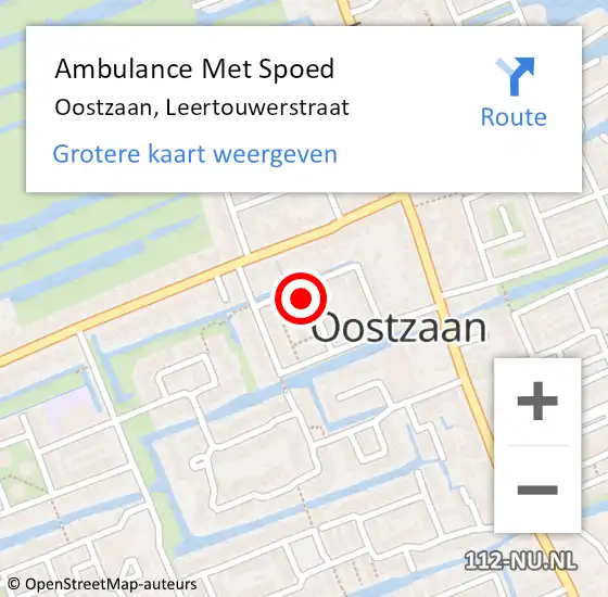 Locatie op kaart van de 112 melding: Ambulance Met Spoed Naar Oostzaan, Leertouwerstraat op 10 januari 2023 17:15