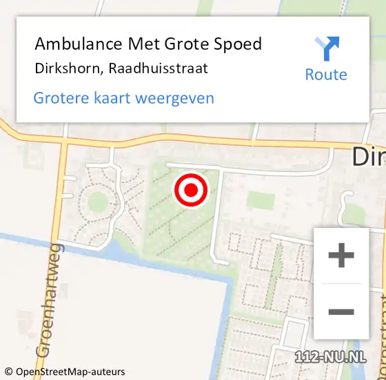 Locatie op kaart van de 112 melding: Ambulance Met Grote Spoed Naar Dirkshorn, Raadhuisstraat op 10 januari 2023 17:21