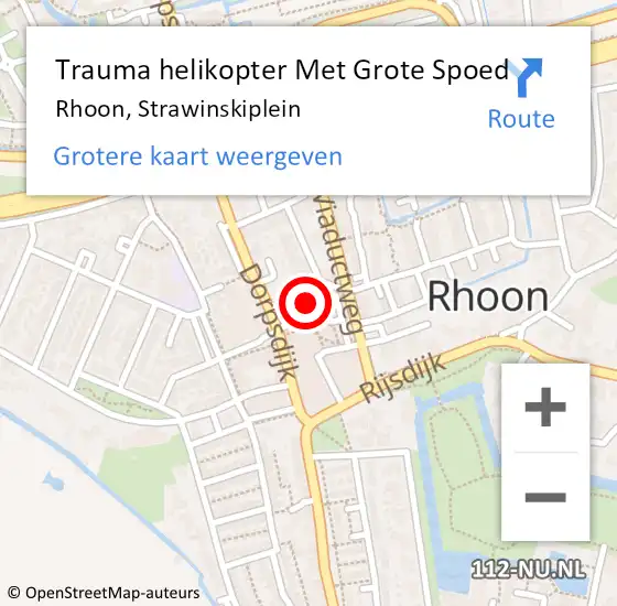 Locatie op kaart van de 112 melding: Trauma helikopter Met Grote Spoed Naar Rhoon, Strawinskiplein op 10 januari 2023 17:27