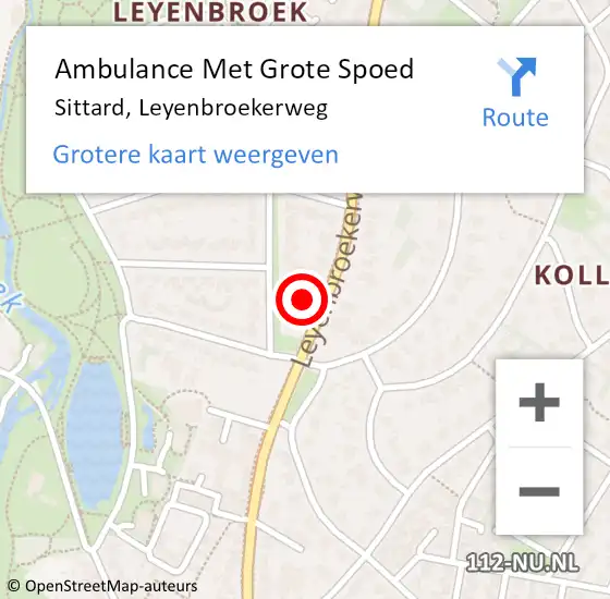 Locatie op kaart van de 112 melding: Ambulance Met Grote Spoed Naar Sittard, Leyenbroekerweg op 10 januari 2023 17:28