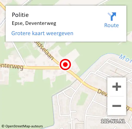 Locatie op kaart van de 112 melding: Politie Epse, Deventerweg op 10 januari 2023 17:34