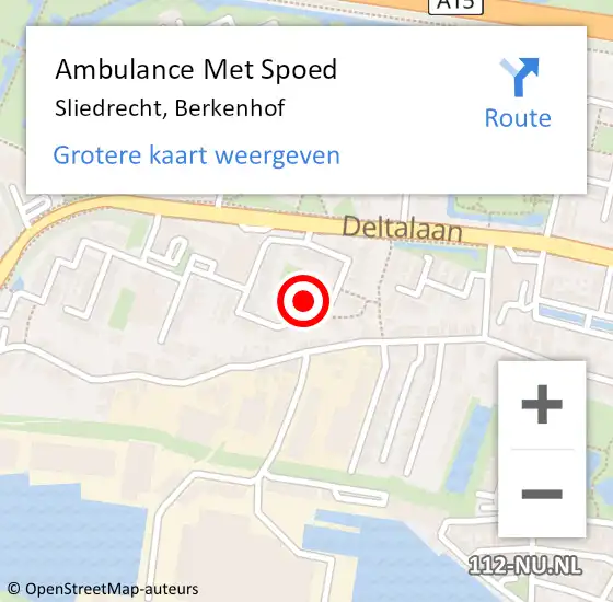 Locatie op kaart van de 112 melding: Ambulance Met Spoed Naar Sliedrecht, Berkenhof op 10 januari 2023 17:45