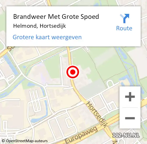 Locatie op kaart van de 112 melding: Brandweer Met Grote Spoed Naar Helmond, Hortsedijk op 10 januari 2023 17:47