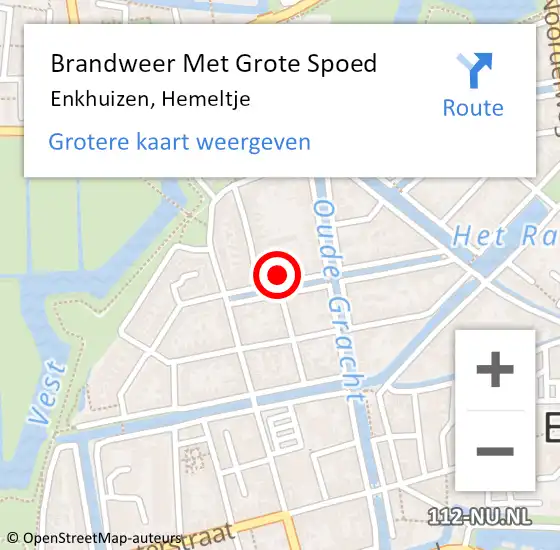 Locatie op kaart van de 112 melding: Brandweer Met Grote Spoed Naar Enkhuizen, Hemeltje op 10 januari 2023 17:49