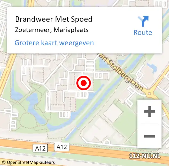 Locatie op kaart van de 112 melding: Brandweer Met Spoed Naar Zoetermeer, Mariaplaats op 10 januari 2023 17:50