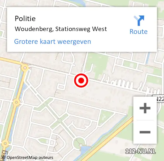 Locatie op kaart van de 112 melding: Politie Woudenberg, Stationsweg West op 10 januari 2023 18:08