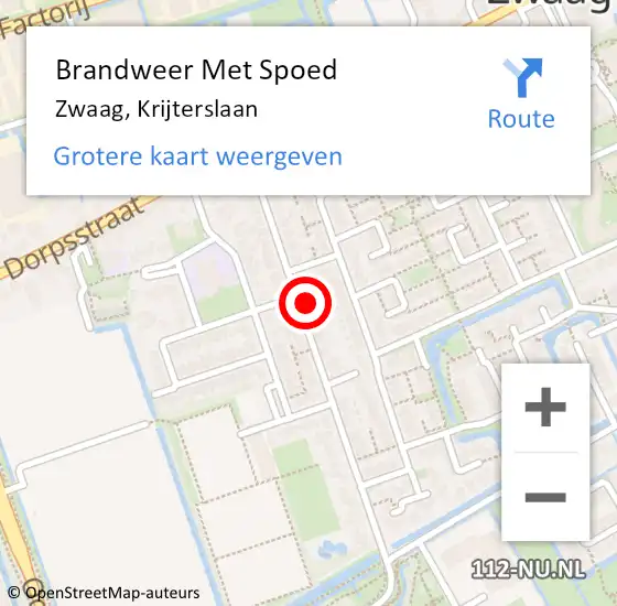 Locatie op kaart van de 112 melding: Brandweer Met Spoed Naar Zwaag, Krijterslaan op 10 januari 2023 18:32