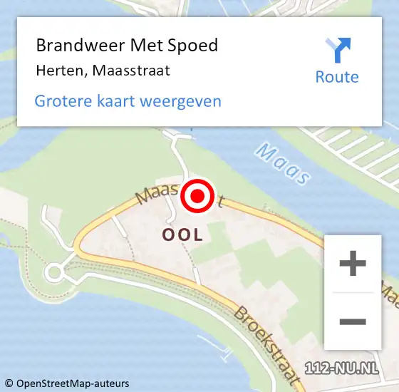 Locatie op kaart van de 112 melding: Brandweer Met Spoed Naar Herten, Maasstraat op 10 januari 2023 18:32