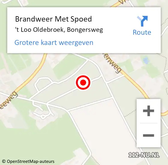 Locatie op kaart van de 112 melding: Brandweer Met Spoed Naar 't Loo Oldebroek, Bongersweg op 10 januari 2023 18:50