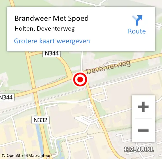 Locatie op kaart van de 112 melding: Brandweer Met Spoed Naar Holten, Deventerweg op 10 januari 2023 19:20