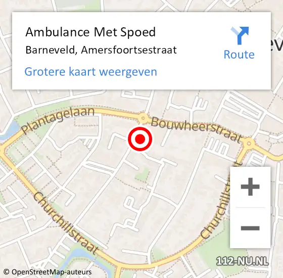 Locatie op kaart van de 112 melding: Ambulance Met Spoed Naar Barneveld, Amersfoortsestraat op 10 januari 2023 19:46