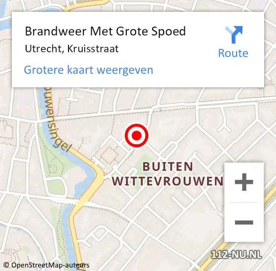 Locatie op kaart van de 112 melding: Brandweer Met Grote Spoed Naar Utrecht, Kruisstraat op 10 januari 2023 19:48