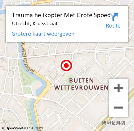 Locatie op kaart van de 112 melding: Trauma helikopter Met Grote Spoed Naar Utrecht, Kruisstraat op 10 januari 2023 19:50