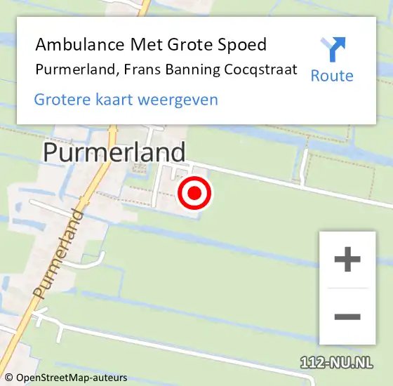 Locatie op kaart van de 112 melding: Ambulance Met Grote Spoed Naar Purmerland, Frans Banning Cocqstraat op 10 januari 2023 20:03