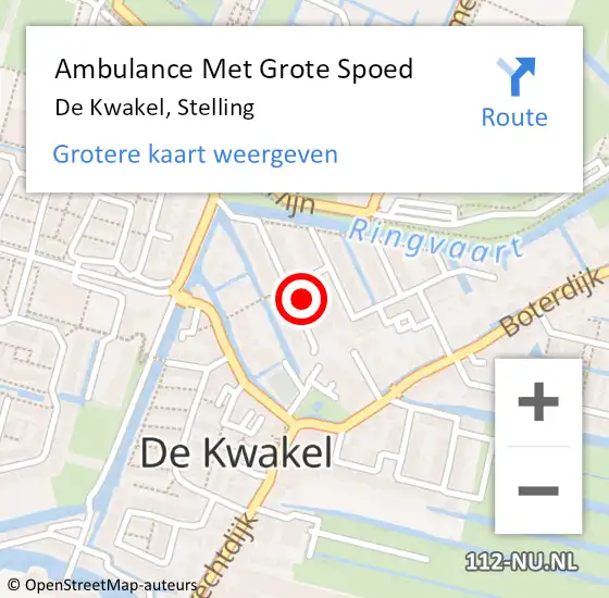 Locatie op kaart van de 112 melding: Ambulance Met Grote Spoed Naar De Kwakel, Stelling op 10 januari 2023 20:04