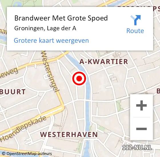 Locatie op kaart van de 112 melding: Brandweer Met Grote Spoed Naar Groningen, Lage der A op 10 januari 2023 20:19