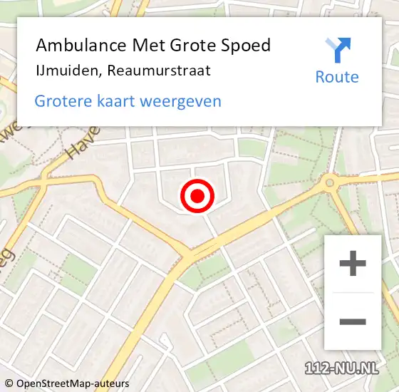 Locatie op kaart van de 112 melding: Ambulance Met Grote Spoed Naar IJmuiden, Reaumurstraat op 10 januari 2023 20:25