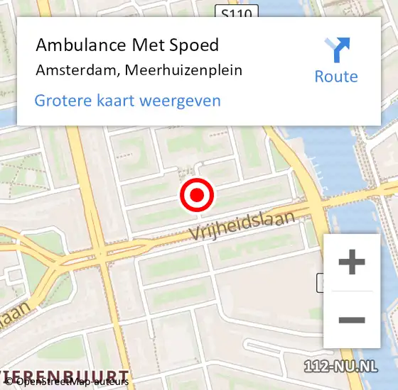 Locatie op kaart van de 112 melding: Ambulance Met Spoed Naar Amsterdam, Meerhuizenplein op 10 januari 2023 20:36