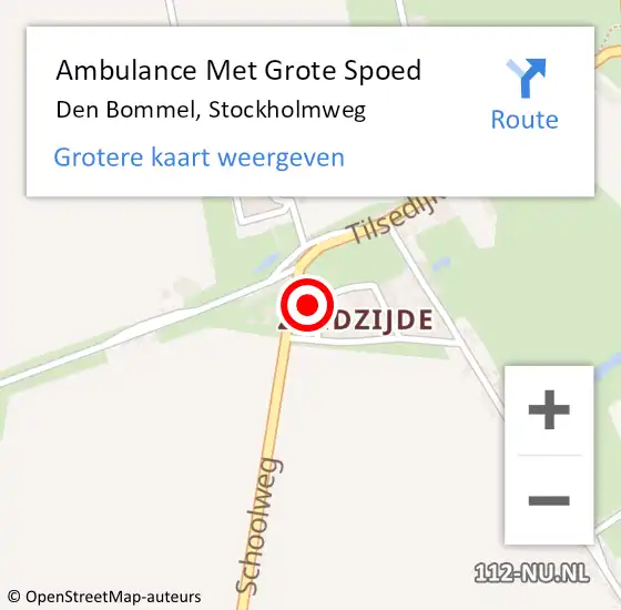 Locatie op kaart van de 112 melding: Ambulance Met Grote Spoed Naar Den Bommel, Stockholmweg op 10 januari 2023 20:48