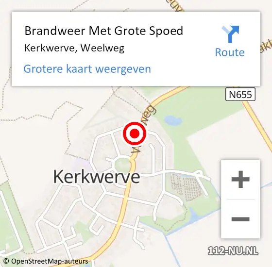 Locatie op kaart van de 112 melding: Brandweer Met Grote Spoed Naar Kerkwerve, Weelweg op 10 januari 2023 20:55