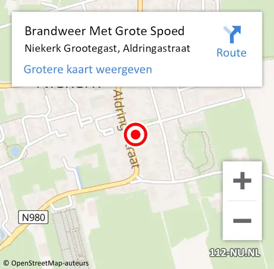 Locatie op kaart van de 112 melding: Brandweer Met Grote Spoed Naar Niekerk Grootegast, Aldringastraat op 10 januari 2023 20:56