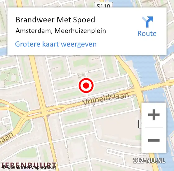 Locatie op kaart van de 112 melding: Brandweer Met Spoed Naar Amsterdam, Meerhuizenplein op 10 januari 2023 20:56