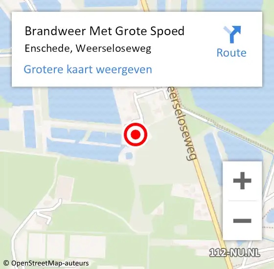 Locatie op kaart van de 112 melding: Brandweer Met Grote Spoed Naar Enschede, Weerseloseweg op 10 januari 2023 21:02