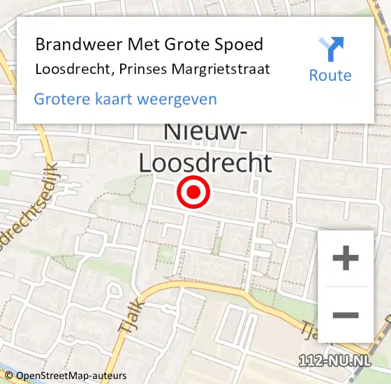 Locatie op kaart van de 112 melding: Brandweer Met Grote Spoed Naar Loosdrecht, Prinses Margrietstraat op 10 januari 2023 21:21