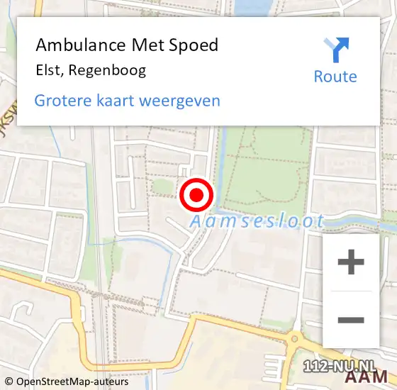 Locatie op kaart van de 112 melding: Ambulance Met Spoed Naar Elst, Regenboog op 10 januari 2023 21:23