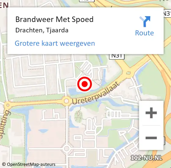 Locatie op kaart van de 112 melding: Brandweer Met Spoed Naar Drachten, Tjaarda op 10 januari 2023 21:42