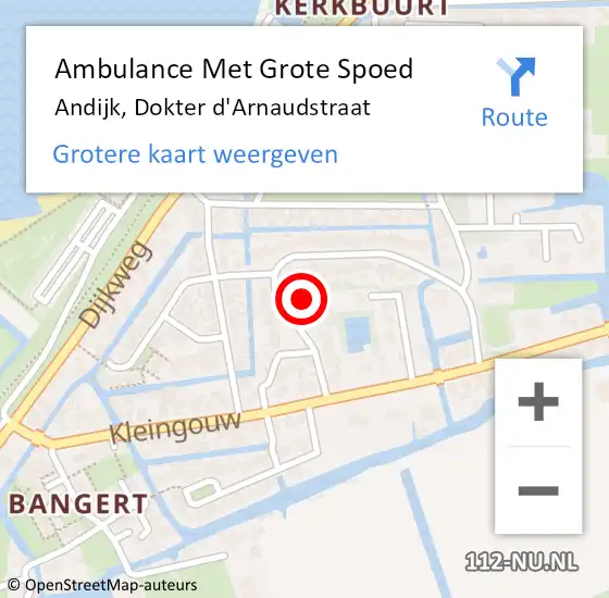 Locatie op kaart van de 112 melding: Ambulance Met Grote Spoed Naar Andijk, Dokter d'Arnaudstraat op 10 januari 2023 22:44