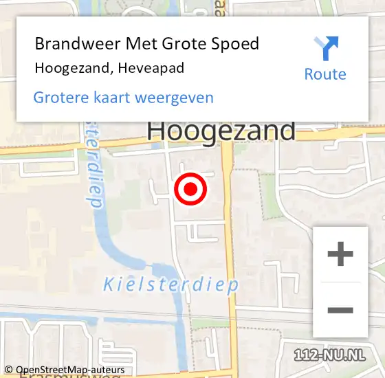 Locatie op kaart van de 112 melding: Brandweer Met Grote Spoed Naar Hoogezand, Heveapad op 10 januari 2023 23:10