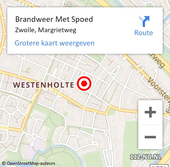 Locatie op kaart van de 112 melding: Brandweer Met Spoed Naar Zwolle, Margrietweg op 10 januari 2023 23:28