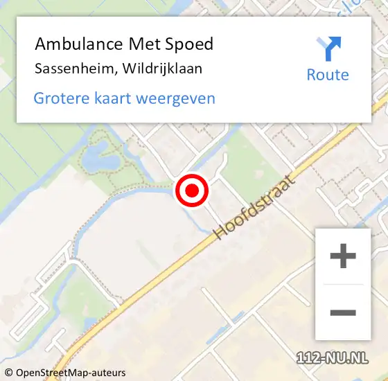 Locatie op kaart van de 112 melding: Ambulance Met Spoed Naar Sassenheim, Wildrijklaan op 10 januari 2023 23:41